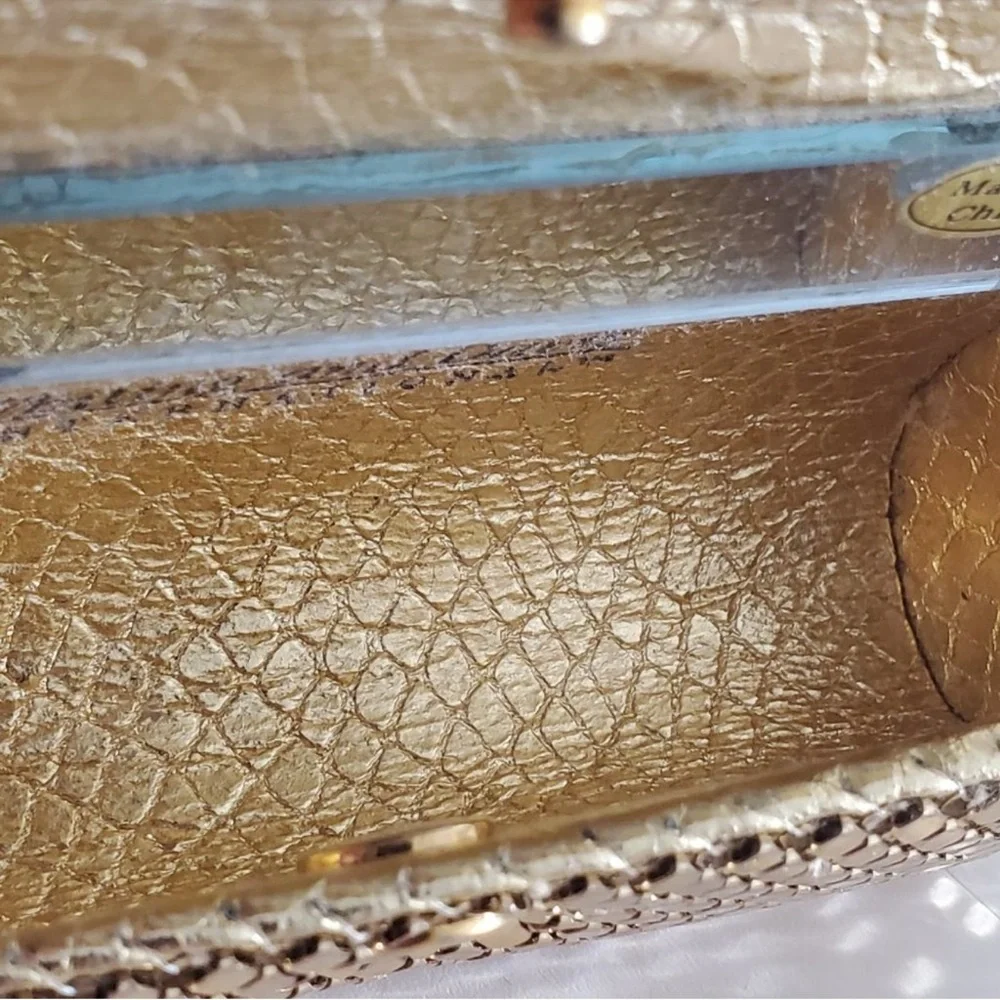 Whiting & Davis Gold Mesh compact mirror and lipstick case